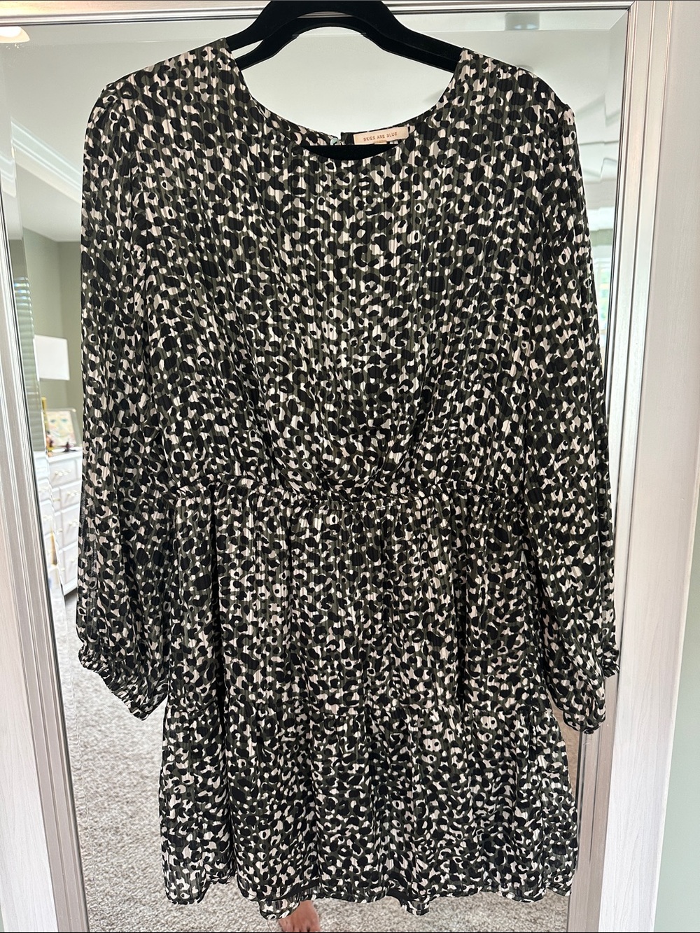 Skies Are Blue Black and Leopard Animal Print Dress